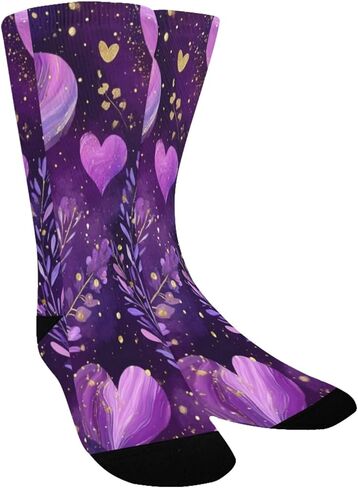 جوارب المشي لمسافات طويلة على شكل قلب أرجواني داكن - جوارب شتوية حرارية سميكة دافئة للأولاد والبنات للمدرسة، والارتداء اليومي والأنشطة الخارجية in Kuwait