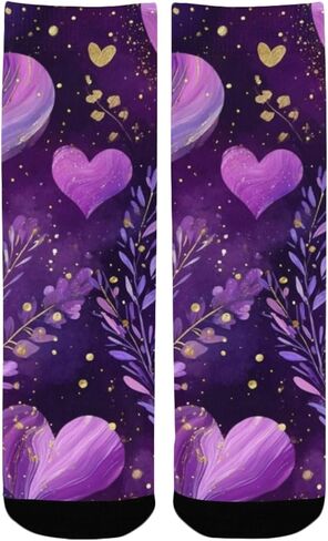 جوارب المشي لمسافات طويلة على شكل قلب أرجواني داكن - جوارب شتوية حرارية سميكة دافئة للأولاد والبنات للمدرسة، والارتداء اليومي والأنشطة الخارجية in Kuwait