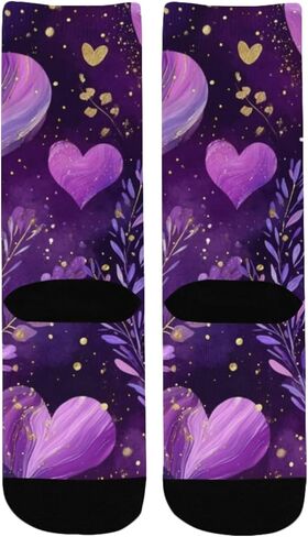 جوارب المشي لمسافات طويلة على شكل قلب أرجواني داكن - جوارب شتوية حرارية سميكة دافئة للأولاد والبنات للمدرسة، والارتداء اليومي والأنشطة الخارجية in Kuwait