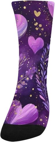 جوارب المشي لمسافات طويلة على شكل قلب أرجواني داكن - جوارب شتوية حرارية سميكة دافئة للأولاد والبنات للمدرسة، والارتداء اليومي والأنشطة الخارجية in Kuwait