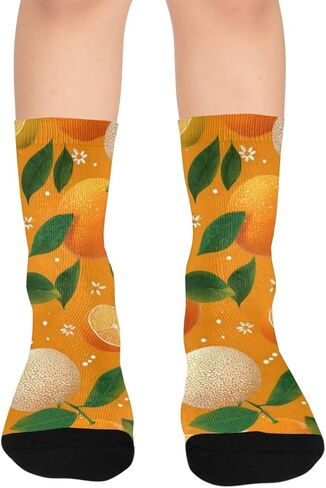 جوارب المشي لمسافات طويلة بزخارف الحمضيات الطازجة - جوارب شتوية حرارية سميكة دافئة للأولاد والبنات للمدرسة، والارتداء اليومي والأنشطة الخارجية in Kuwait