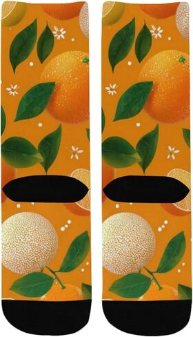 جوارب المشي لمسافات طويلة بزخارف الحمضيات الطازجة - جوارب شتوية حرارية سميكة دافئة للأولاد والبنات للمدرسة، والارتداء اليومي والأنشطة الخارجية in Kuwait