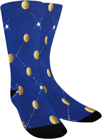 جوارب زرقاء للمشي لمسافات طويلة بنقاط ذهبية مرصعة بالنجوم - جوارب شتوية حرارية سميكة دافئة للأولاد والبنات للمدرسة، والارتداء اليومي والأنشطة الخارجية in Kuwait