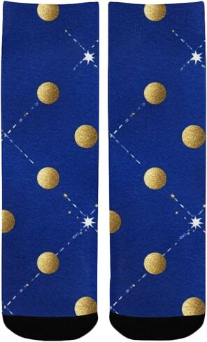 جوارب زرقاء للمشي لمسافات طويلة بنقاط ذهبية مرصعة بالنجوم - جوارب شتوية حرارية سميكة دافئة للأولاد والبنات للمدرسة، والارتداء اليومي والأنشطة الخارجية in Kuwait
