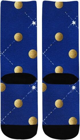 جوارب زرقاء للمشي لمسافات طويلة بنقاط ذهبية مرصعة بالنجوم - جوارب شتوية حرارية سميكة دافئة للأولاد والبنات للمدرسة، والارتداء اليومي والأنشطة الخارجية in Kuwait