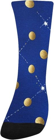 جوارب زرقاء للمشي لمسافات طويلة بنقاط ذهبية مرصعة بالنجوم - جوارب شتوية حرارية سميكة دافئة للأولاد والبنات للمدرسة، والارتداء اليومي والأنشطة الخارجية in Kuwait
