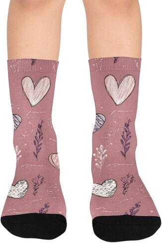 جوارب Lavender Hearts Doodle للمشي لمسافات طويلة - جوارب شتوية حرارية سميكة دافئة للأولاد والبنات للمدرسة، والارتداء اليومي والأنشطة الخارجية in Kuwait