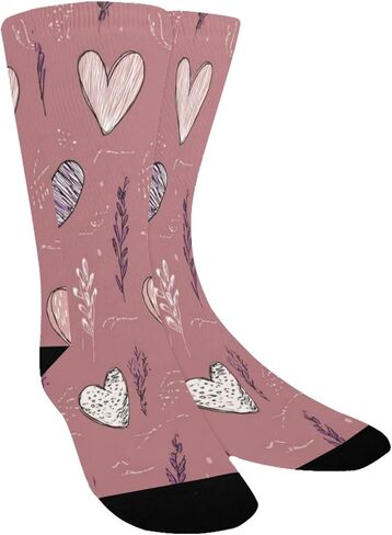 جوارب Lavender Hearts Doodle للمشي لمسافات طويلة - جوارب شتوية حرارية سميكة دافئة للأولاد والبنات للمدرسة، والارتداء اليومي والأنشطة الخارجية in Kuwait
