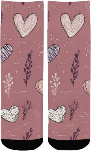 جوارب Lavender Hearts Doodle للمشي لمسافات طويلة - جوارب شتوية حرارية سميكة دافئة للأولاد والبنات للمدرسة، والارتداء اليومي والأنشطة الخارجية in Kuwait
