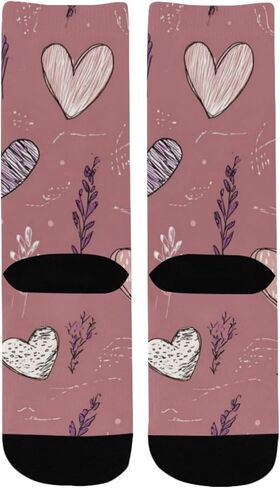 جوارب Lavender Hearts Doodle للمشي لمسافات طويلة - جوارب شتوية حرارية سميكة دافئة للأولاد والبنات للمدرسة، والارتداء اليومي والأنشطة الخارجية in Kuwait