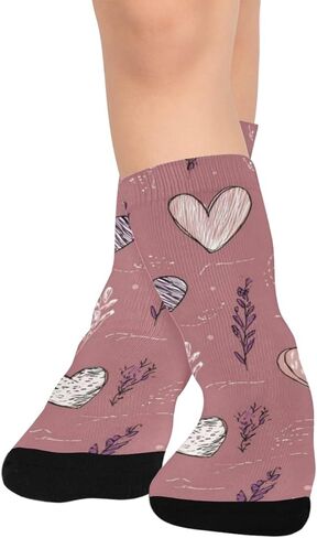 جوارب Lavender Hearts Doodle للمشي لمسافات طويلة - جوارب شتوية حرارية سميكة دافئة للأولاد والبنات للمدرسة، والارتداء اليومي والأنشطة الخارجية in Kuwait