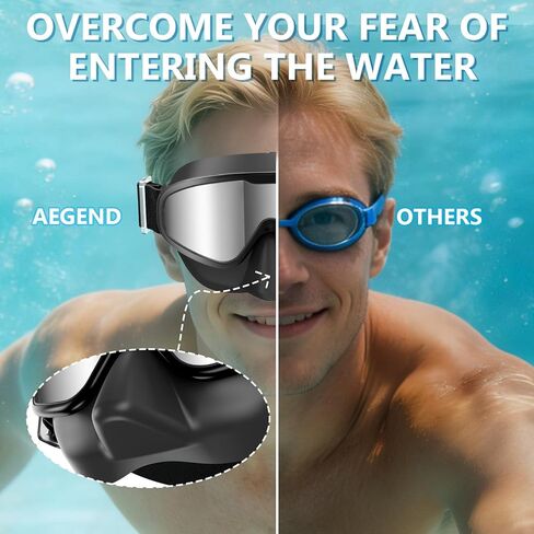 نظارات السباحة من إيجيند مع غطاء للأنف، بدون سحب للشعر، نظارات سباحة من القماش للحماية من الأشعة فوق البنفسجية ذات رؤية واسعة للأطفال من سن 3 إلى 14 عامًا in Kuwait