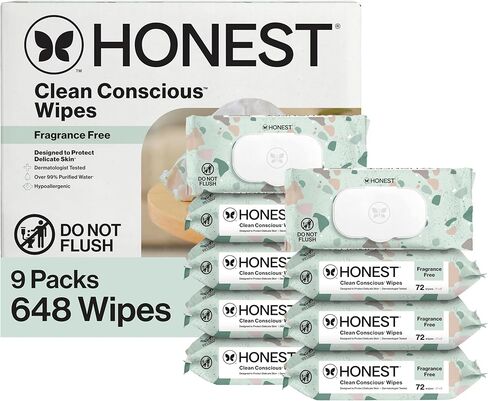 The Honest Company Clean Conscious Multi-Use Baby Wipes for Sensitive Skin, Fragrance Free, Geo Mood, 1152 Count in Kuwait