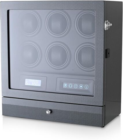 Automatic Watch Winder with LED Light, Storage Drawer and LCD Touchscreen Control (Ebony) in Saudi Arabia