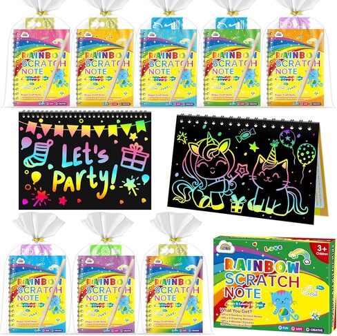 ZMLM Scratch Art Party Favors: 4 Pcs Birthday Gifts Goodie Bags Stuffers Rainbow Scratch Paper Craft Notebooks for Kids 4-8 Classroom Prize Students End School Supplies Toy Girls Boys Return Gift in Kuwait