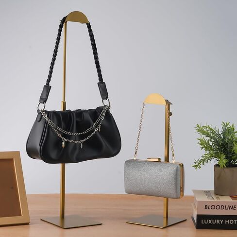 حامل حقيبة اليد - مجموعة من 3 محفظة شاشة الوقوف منظم المجوهرات الفولاذ المقاوم للصدأ منظم الجدول معلقة الخطاف مع تعديل ارتفاع لمكافحة المتجر المنزلي البوتيك in Kuwait