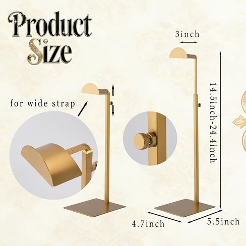 حامل حقيبة اليد - مجموعة من 3 محفظة شاشة الوقوف منظم المجوهرات الفولاذ المقاوم للصدأ منظم الجدول معلقة الخطاف مع تعديل ارتفاع لمكافحة المتجر المنزلي البوتيك in Kuwait