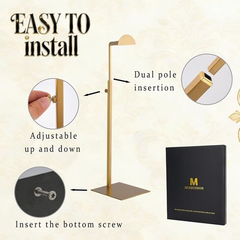 حامل حقيبة اليد - مجموعة من 3 محفظة شاشة الوقوف منظم المجوهرات الفولاذ المقاوم للصدأ منظم الجدول معلقة الخطاف مع تعديل ارتفاع لمكافحة المتجر المنزلي البوتيك in Kuwait