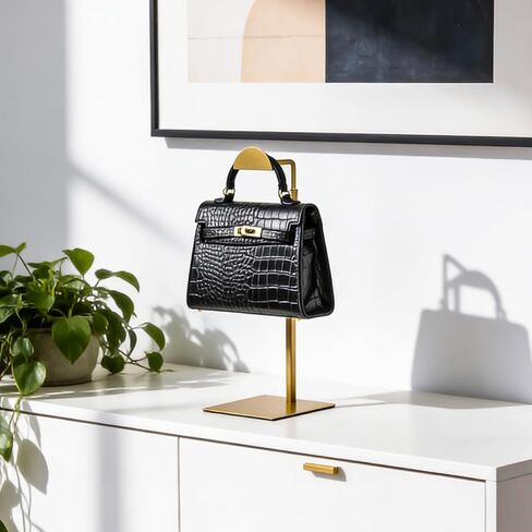 حامل حقيبة اليد - مجموعة من 3 محفظة شاشة الوقوف منظم المجوهرات الفولاذ المقاوم للصدأ منظم الجدول معلقة الخطاف مع تعديل ارتفاع لمكافحة المتجر المنزلي البوتيك in Kuwait