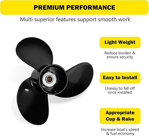 الدعائم الشبابية 8.5 X6.5 استبدال OEM #48-897610A10 مروحة القارب الخارجية لمحركات الزئبق 8-9.9HP 3 شفرات ألومنيوم 8.5Dia x 6.5 مروحة الملعب 12 سن RH in Kuwait