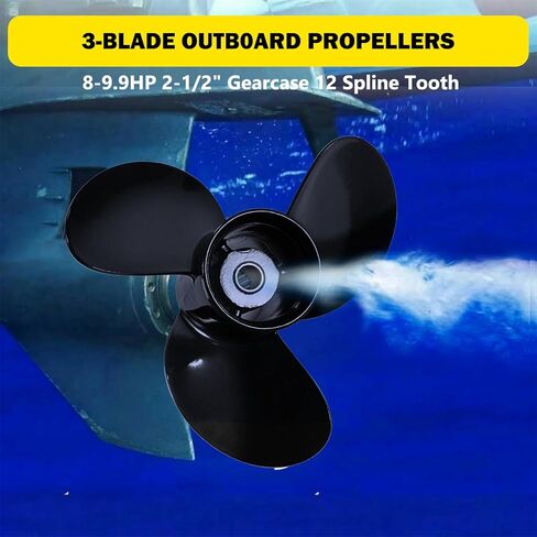 الدعائم الشبابية 8.5 X6.5 استبدال OEM #48-897610A10 مروحة القارب الخارجية لمحركات الزئبق 8-9.9HP 3 شفرات ألومنيوم 8.5Dia x 6.5 مروحة الملعب 12 سن RH in Kuwait