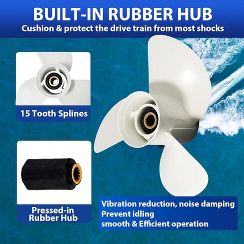 Upgrade 14×11, 13 1/2 ×15, 12 5/8×21, 13 1/2×14, 13 5/8×13 Boat Propeller For Yamaha Outboard Motor 50/60/70/75/80/85/90/100/115/130 HP,Aluminum 15 Spline RH in Saudi Arabia