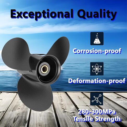 مروحة قارب خارجية من الألومنيوم 9.5 × 8 لمحركات توهاتسو وميركوري 9.9-20HP، 14 سنًا، 3BAB64516-1، متوافقة مع توهاتسو وميركوري 9.9HP 12HP 15HP 18HP 20HP، RH in Kuwait