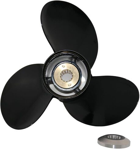 Outboard Prop 10 3/8x14 Pressed-in Hub,13 Spline Tooth 3 Blade, Aluminum Propeller compatible with Mercury/Mariner/Marathon 25 30 35 40 45 48 50 55 60 70HP Engine, replaced for OEM 48-816706A45 in Kuwait