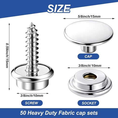 أداة Snapper لقماش القارب، أداة كبس للغطاء، أداة تثبيت شديدة التحمل مع 50 مجموعة من أزرار الفولاذ المقاوم للصدأ مع صندوق تخزين مقاوم للصدأ لغطاء القارب مقاس 3/8 بوصة، قماش الخيام in Kuwait