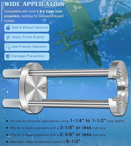 Bonbo for Marine Boat Prop Puller Tool K-812 Compatible with 3 & 4 Blade Propellers, Heavy Duty Boat Propeller Removal Tool Fits for Prop Shafts from 1-1/4" to 1-1/2" in Saudi Arabia