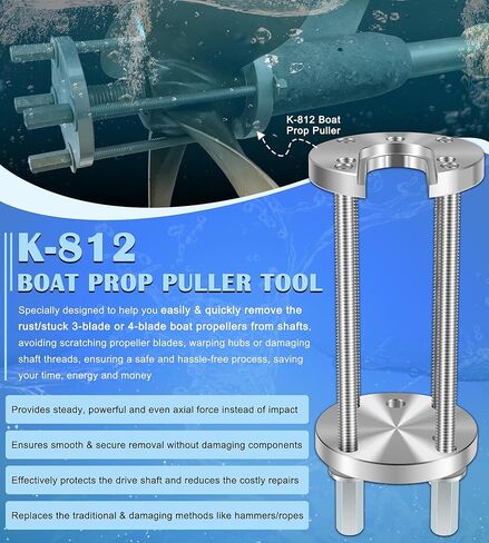 Bonbo for Marine Boat Prop Puller Tool K-812 Compatible with 3 & 4 Blade Propellers, Heavy Duty Boat Propeller Removal Tool Fits for Prop Shafts from 1-1/4" to 1-1/2" in Saudi Arabia