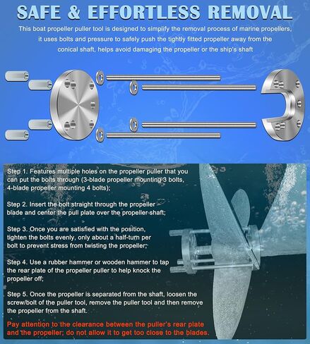 Bonbo for Marine Boat Prop Puller Tool K-812 Compatible with 3 & 4 Blade Propellers, Heavy Duty Boat Propeller Removal Tool Fits for Prop Shafts from 1-1/4" to 1-1/2" in Saudi Arabia