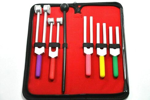 Cynamed Tuning Fork Set of 6 -Diagnostic Tuning Fork Color Coded Non-Slip Grip -C128,C256,C512,C1024,C2048 with Silicone Mallet Hammer in Saudi Arabia