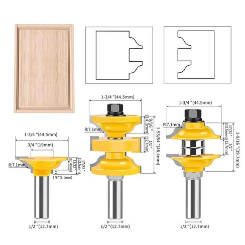 3Pcs T-Slot Router Bit with Bearing | 8/12mm & 1/2" Shank Rabbeting Cutter for Wood Milling(3pcs 1/2") in Saudi Arabia