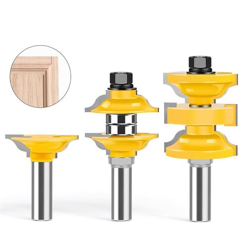3Pcs T-Slot Router Bit with Bearing | 8/12mm & 1/2" Shank Rabbeting Cutter for Wood Milling(3pcs 1/2") in Saudi Arabia