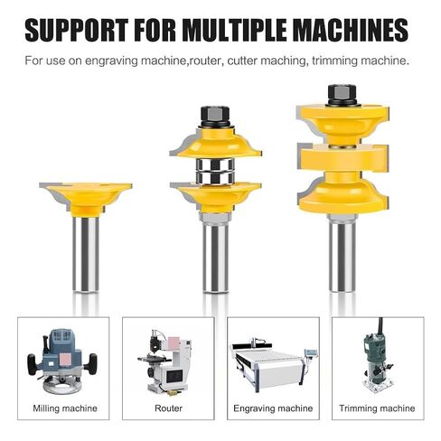 3Pcs T-Slot Router Bit with Bearing | 8/12mm & 1/2" Shank Rabbeting Cutter for Wood Milling(3pcs 1/2") in Saudi Arabia