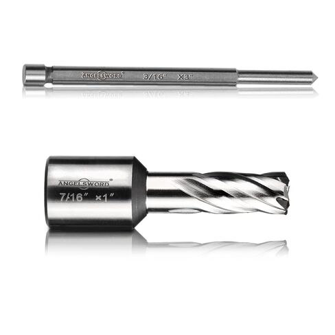 ANGELSWORD HSS Annular Cutter Diameter 7/16", Cutting Depth 1" High Speed Steel, Mag Drill Bits Kit for Magnetic Drill Press, with One 3/16"*3" Pilot Pin in Saudi Arabia