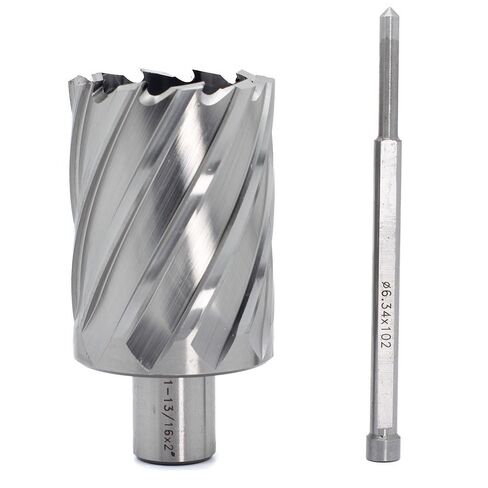 OSCARBIDE 1-13/16"x2 Annular Cutter,3/4 inch Weldon Shank,1-13/16 inch Cutting Diameter,2 inch Depth of Cut,2 Flat Mag Drill Bit with Pilot Pin for Magnetic Drill Press,1 Piece in Saudi Arabia