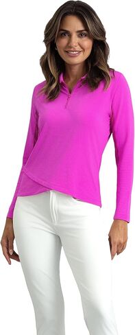 BKUL Athleisure Wear واقي من الشمس بعامل حماية من أشعة الشمس 50+ Icefil Cooling-Long Sleeve Zip Polo in Saudi Arabia