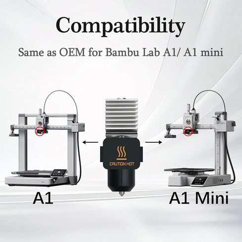 قطعتان من مجموعة Hotend مقاس 0.4 مم لـ Bambu Lab A1/A1 Mini، تصميم متكامل من الفولاذ المقاوم للصدأ، مجموعة فوهة A1 عالية الدقة مع 4 جوارب سيليكون، متوافقة مع طابعة Bamboo A1 ثلاثية الأبعاد، وملحقات الطابعة ثلاثية الأبعاد in Kuwait
