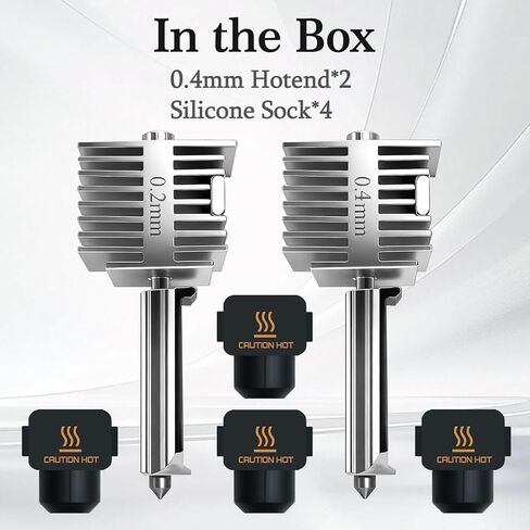 قطعتان من مجموعة Hotend مقاس 0.4 مم لـ Bambu Lab A1/A1 Mini، تصميم متكامل من الفولاذ المقاوم للصدأ، مجموعة فوهة A1 عالية الدقة مع 4 جوارب سيليكون، متوافقة مع طابعة Bamboo A1 ثلاثية الأبعاد، وملحقات الطابعة ثلاثية الأبعاد in Kuwait