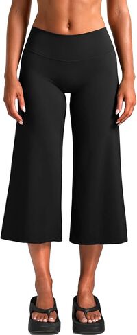 OZICERD Straight Wide Leg Capris Pants for Women Pilates Yoga Pants Workout Gym Flared Leggings Mid Rise Casual Bottoms in Saudi Arabia