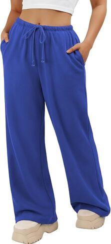 ATHMILE Womens Wide Leg Sweatpants Long Straight Streetwear Drawstring Low Waist Casual Loose Baggy Workout Pants 2026 in Saudi Arabia