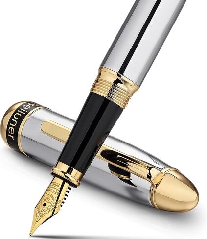 Beiluner 315 Black Fountain Pen ، الأقلام الفاخرة المذهلة مع لهجات ذهبية 24K ، NIB المذهب 24K الرائع (Fine) ، محول الحبر ، هدية القلم الهوى للرجال والنساء ، المكتب ، التخرج ، التصميم الجميل in Kuwait