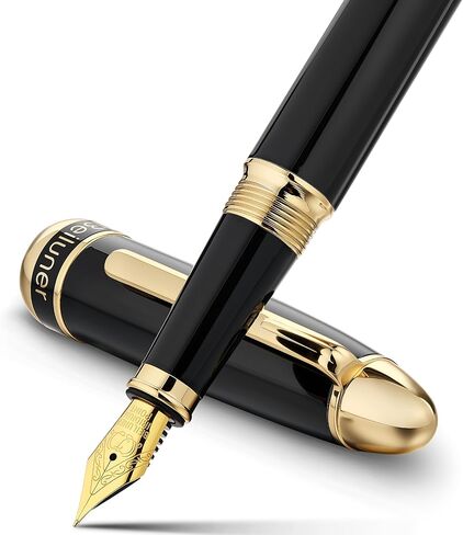 BEILUNER 315 Black Fountain Pen,Stunning Luxury Pens with 24K Gold Accents, Gorgeous 24K Gilded Nib(Fine), Ink Converter,Fancy Pen Gift for Men&Women-Elegant, Office, Graduation, Nice Design in Kuwait