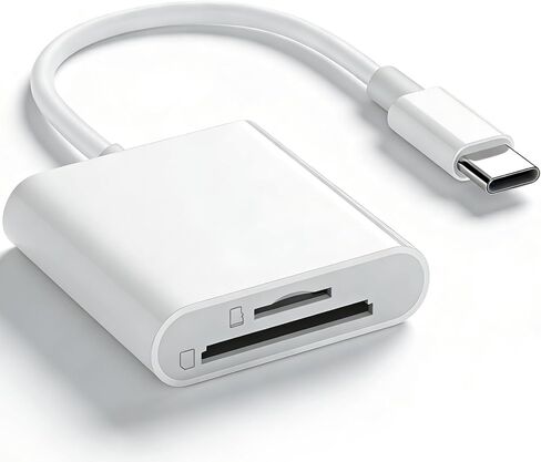 SD Card Reader for iPhone iPad, 2 in 1 SD Card to iPhone, Dual Connector(Lightening&USB-C) Dual Slots MicroSD/SD Memory Card Adapter Trail Camera Viewer for Devices with iOS/Android/Other System in Kuwait