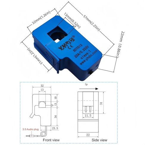 2 قطعة SCT013 SCT-013-020 مستشعر محول سبليت غير جراحي SCT013 0-20A 0.333 فولت محول تيار من النوع المفتوح والإغلاق (20A 0.333 فولت) in Kuwait