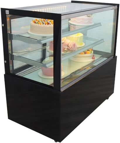 INTSUPERMAI Glass Bakery Display Case 47" Floor Standing Refrigerated Cake Showcase Bakery Cabinet Display Refrigerators Cake Showcase Right Angle Back Door 220V in Saudi Arabia