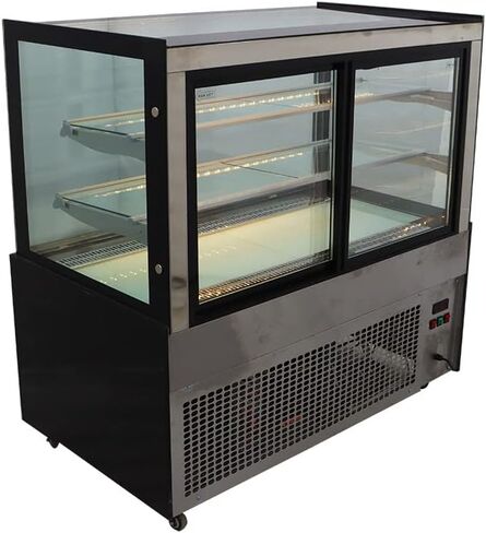 INTSUPERMAI Glass Bakery Display Case 47" Floor Standing Refrigerated Cake Showcase Bakery Cabinet Display Refrigerators Cake Showcase Right Angle Back Door 220V in Saudi Arabia