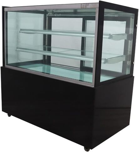 INTSUPERMAI Glass Bakery Display Case 47" Floor Standing Refrigerated Cake Showcase Bakery Cabinet Display Refrigerators Cake Showcase Right Angle Back Door 220V in Saudi Arabia